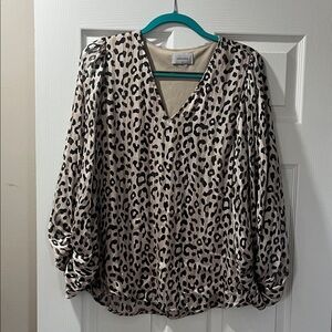 Adrienne Animal Print V-Neck Blouse